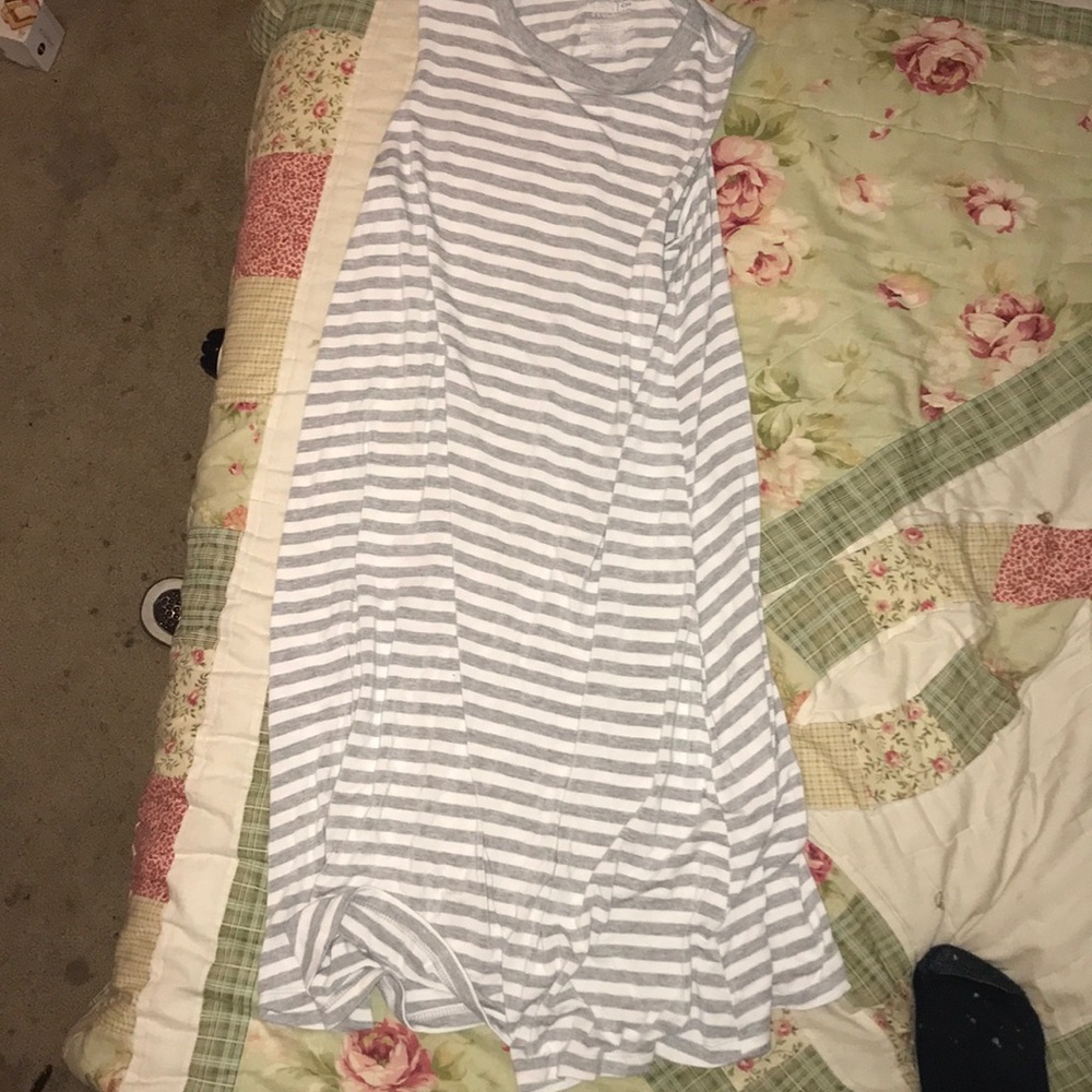 Time and true striped grey and white sleeveless